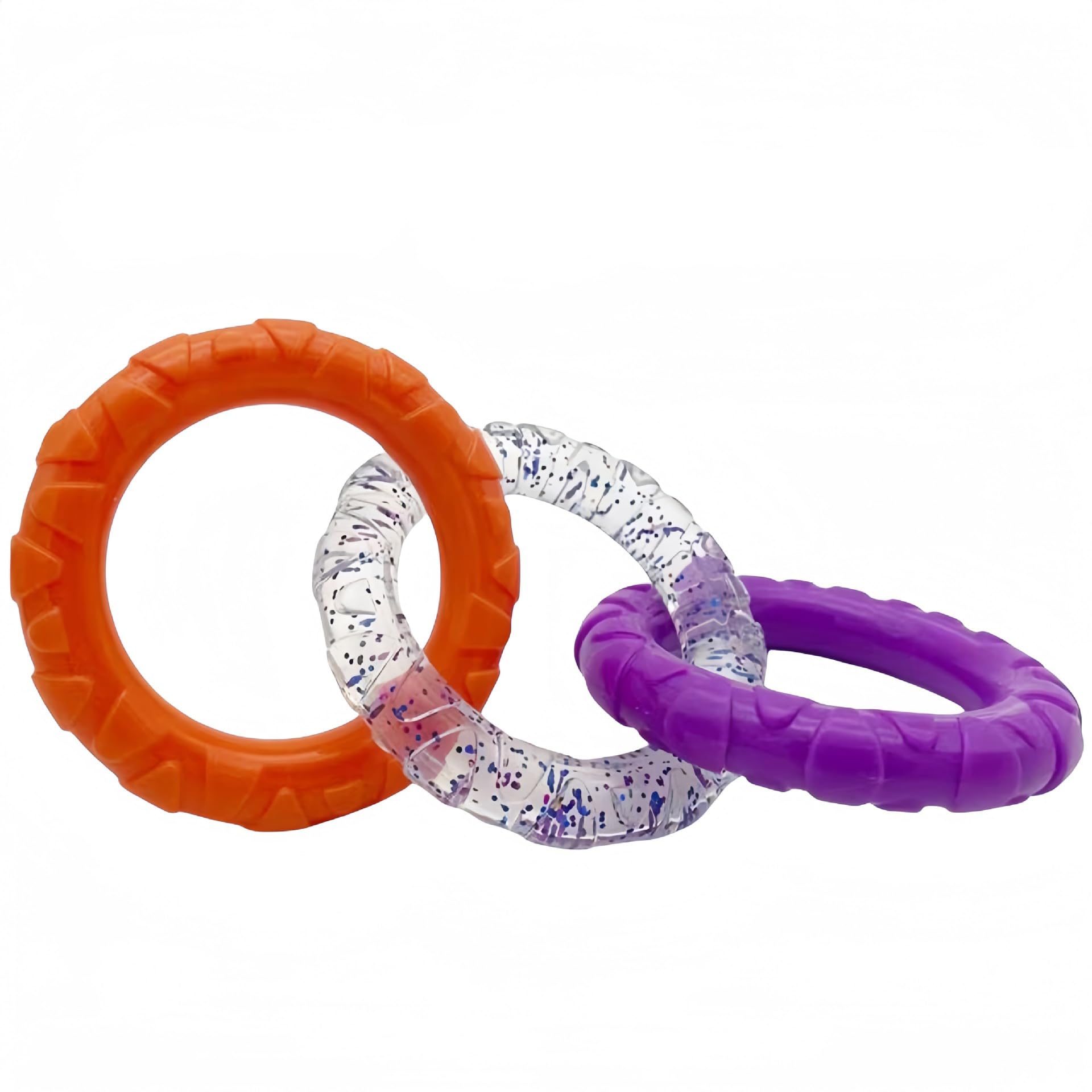 Qpets TPR Dog Tug Toy Chewing Toys 3.54 inches Dia Interlinked Tri-ring Tear-Resistant Dog Toy Qpets TPR Dog Tug Toy Chewing Toys 3.54 inches Dia Interlinked Tri-ring Tear-Resistant Dog Toy